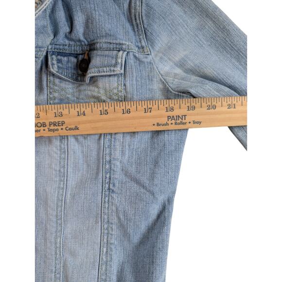 Abercrombie & Fitch Women’s Distressed VTG 90s Jean Jacket Med Light Blue Sz XL - Picture 3 of 12